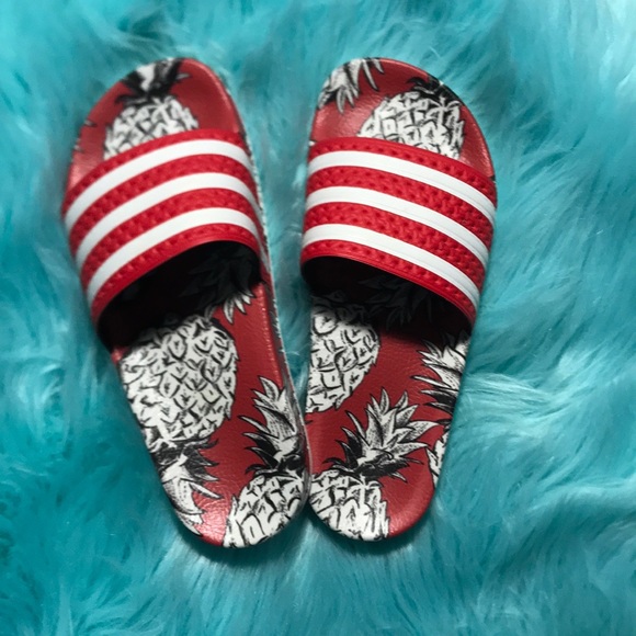 pineapple adidas slides